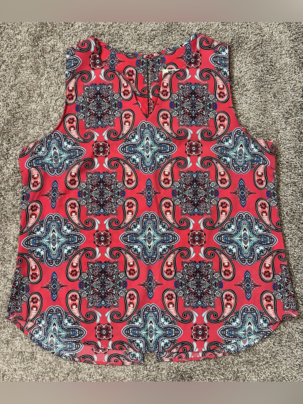 Verse Coral Paisley Sleeveless Blouse Size XL